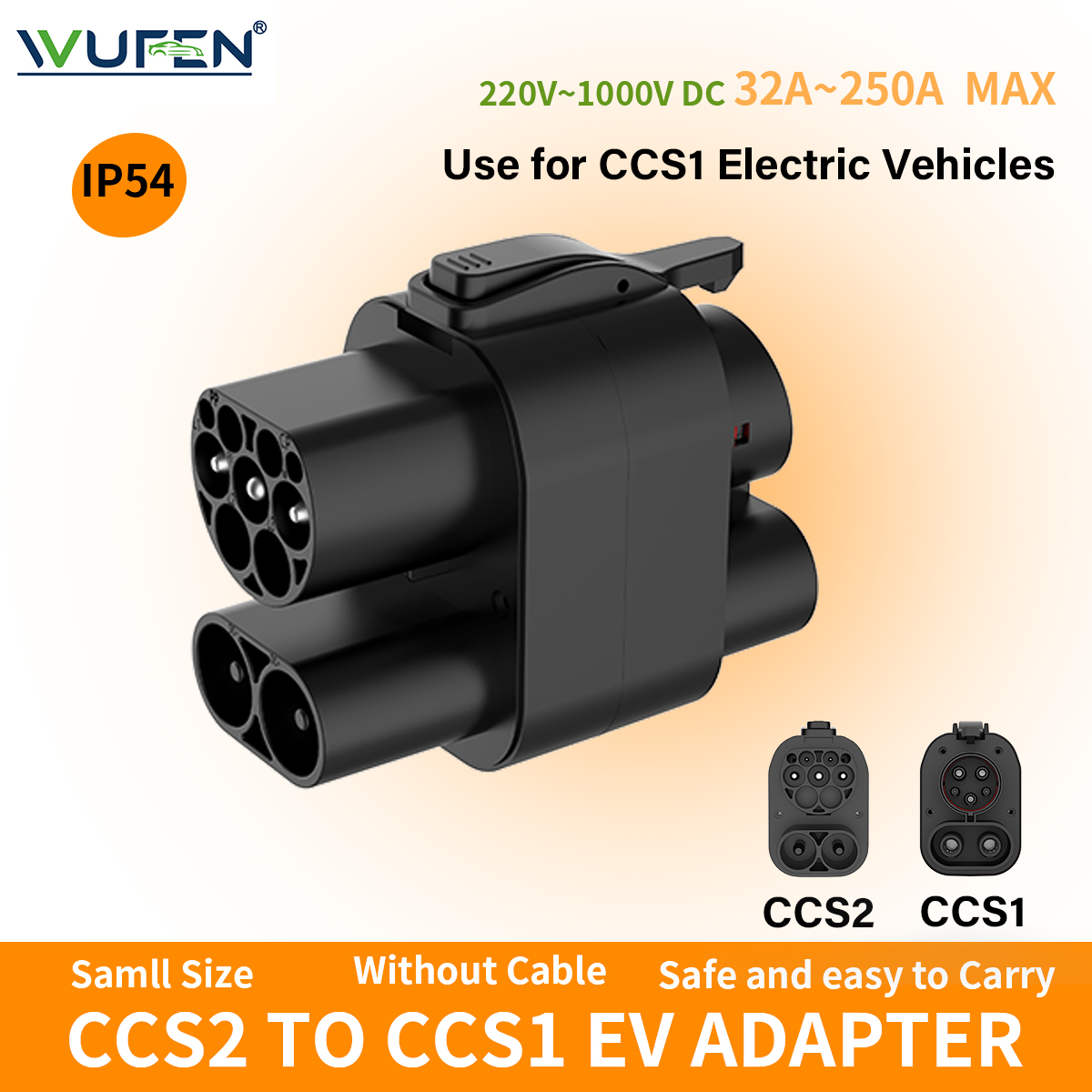 Ccs2 To Ccs1 Fast Charge Adapter 250Kw - WUFEN CCS2 a CCS1 EV adaptador