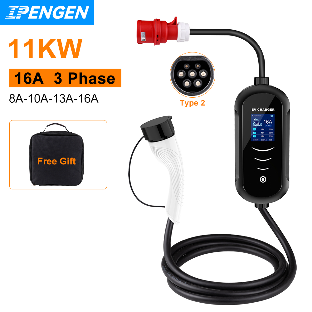 IPENGEN-cargador portátil EV d - Portable Ev Charger 32A Type 2 Cee Plug reseña y precio